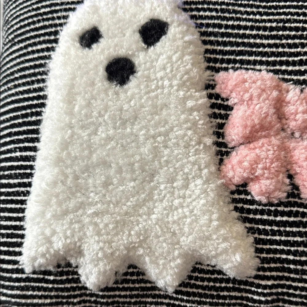 👻🎀Goblin & Ghoul Halloween striped ghost with pink bow 👻🎀